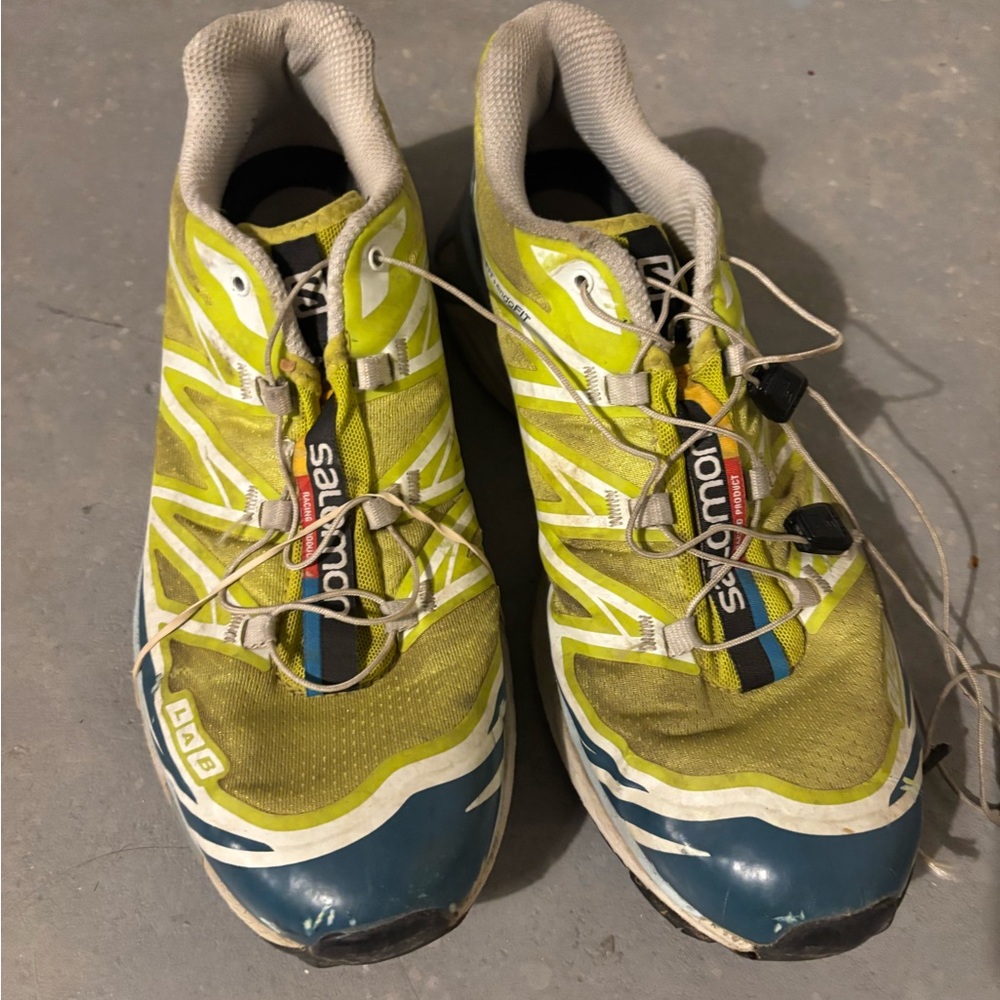 Salomon Lime and Navy‎ Trail Shoes